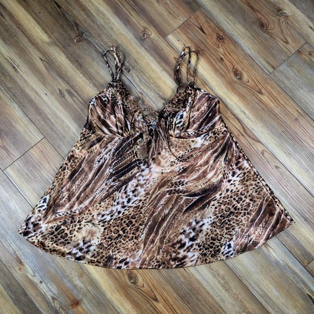 SECRET TREASURE LEOPARD PRINT NIGHTGOWN 1X PLUS SIZE ANIMAL PRINT LINGERIE